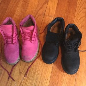 Timberlands 2 pair pink and black